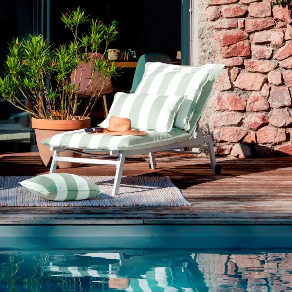 Housse de coussin pour bain de soleil d�perlante (190 x 70 cm) Noa Vert sauge