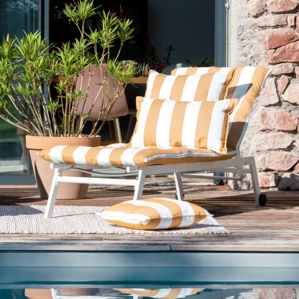 Housse de coussin pour bain de soleil déperlante (190 x 70 cm) Noa Jaune ocre