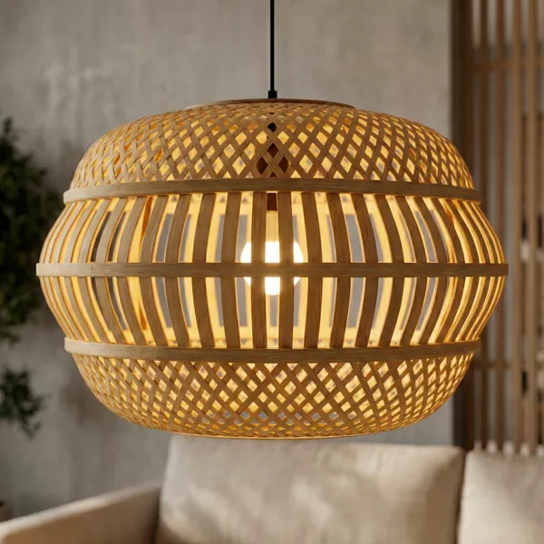 Suspension lumineuse en bambou ajour� (D50 cm) Manresa Naturel