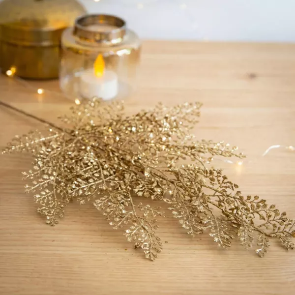 Branche de feuilles (H68 cm) Peuplier paillet� Or