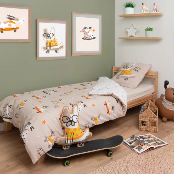 B�rnesenget�j i bomuld med et betr�k og en pudebetr�k (140 x 200 cm) Isidore Multifarvet