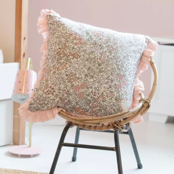 Coussin enfant Carr� Coton (40 x 40 cm) Pimprenelle Rose