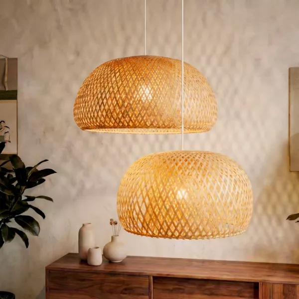 Lot de 2 suspensions en bambou (D61-D39 cm) Manacor Naturel