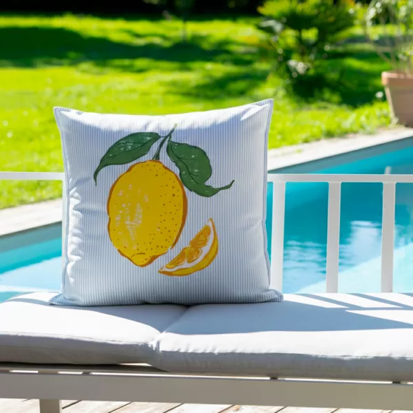 Waterafstotende vierkante buitenkussenhoes (60 x 60 cm) Capri Blauw