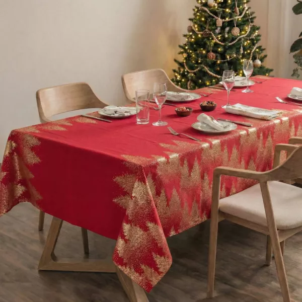 Nappe de No�l rectangulaire (140 x 360 cm) Sapin Rouge
