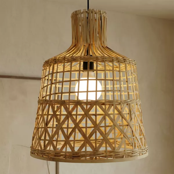Suspension lumineuse ajour�e en bambou (H50 cm) Pampelune Naturel