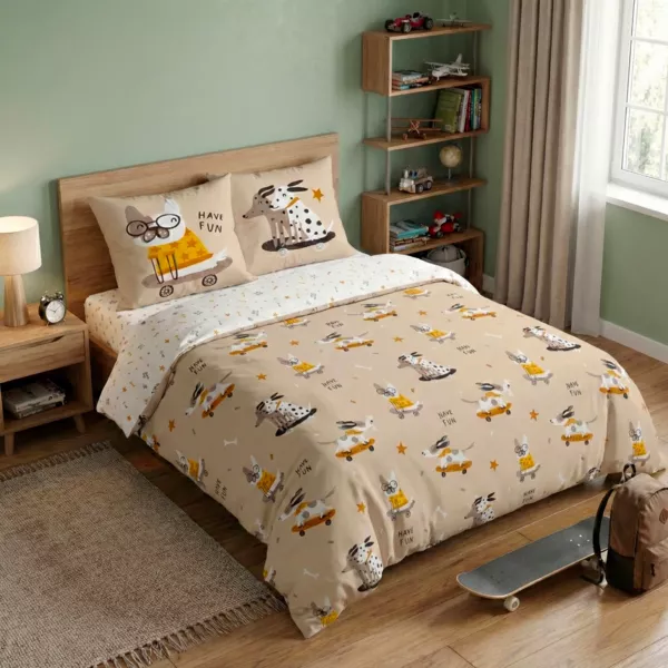Kinderbettbezug und 2 Kissenbez�ge aus Baumwolle (240 x 220 cm) Isidore Multicolor