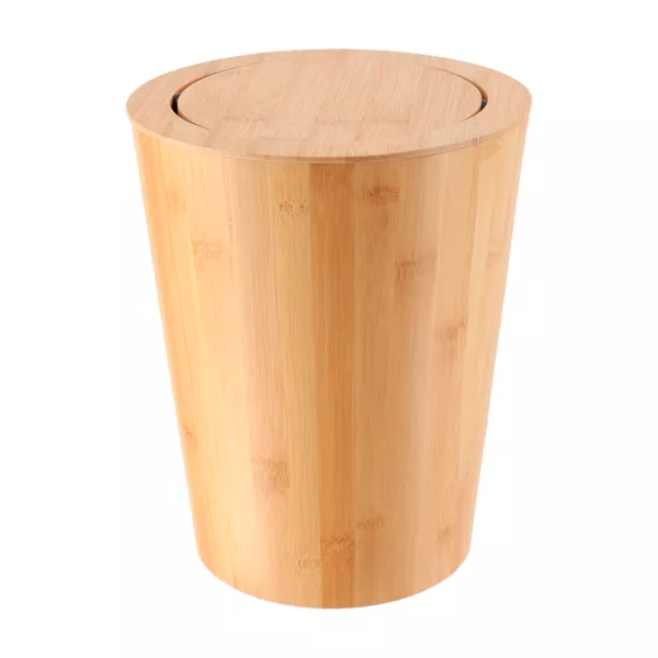 Cestino per il bagno in bamb� con coperchio inclinabile Naturo Beige