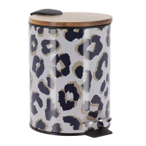 Badm�lleimer aus Metall mit Leopardenmuster und Soft-Close-Funktion Serengeti Schwarz