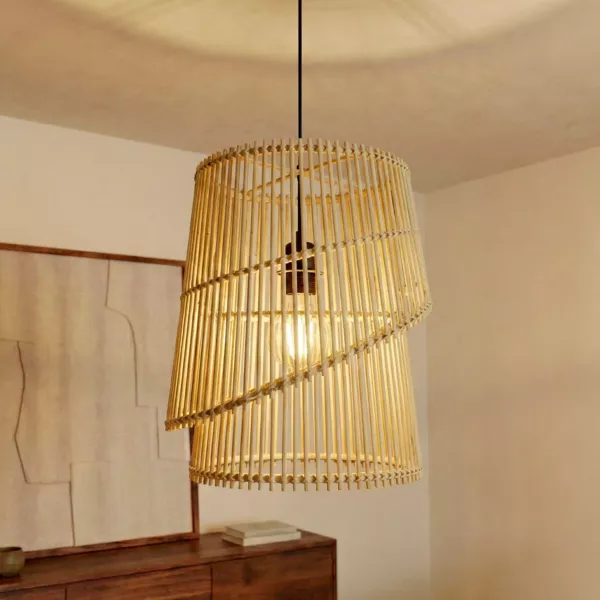 Design Hngelampe aus Bambus (H36 cm) Alicante Naturfarben - Lampen &  Leuchten - Eminza