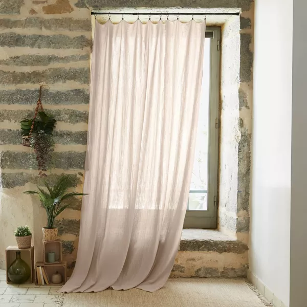Höhenverstellbarer Musselin-Vorhang (180 x max. 300 cm) Gaïa Beige