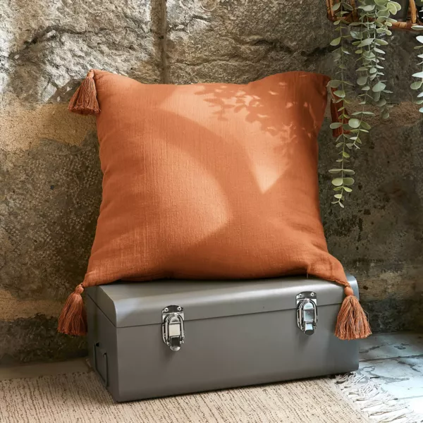 Coussin carr� gaze de coton (40 x 40 cm) Ga�a Abricot