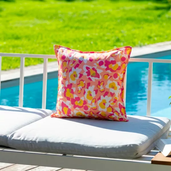 Housse de coussin ext�rieur carr�e d�perlante (45 x 45 cm) Paola Rose