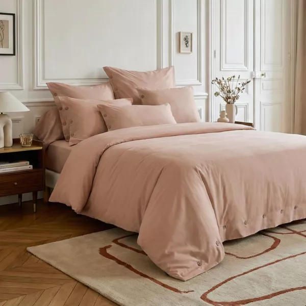 Housse de couette percale de coton (240 x 220 cm) Diane Rose Blush