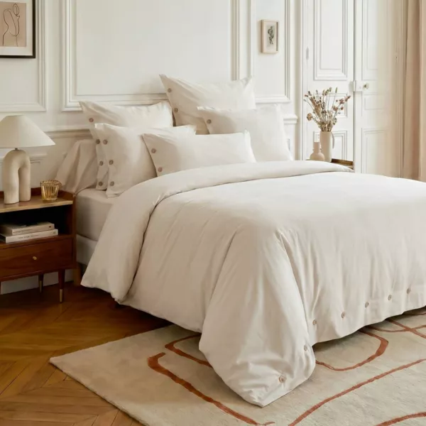 Perkal-Baumwoll-Bettbezug (260 x 240 cm) Diane Beige