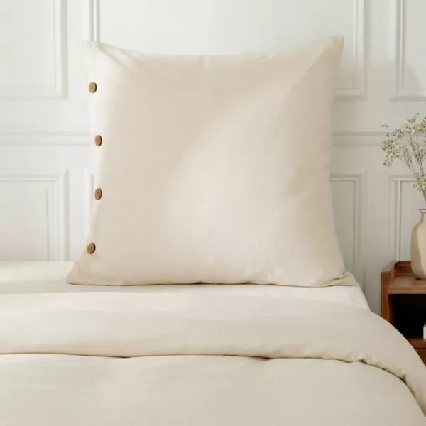 Taie d'oreiller carr�e percale de coton 120 fils (65 x 65 cm) Diane Beige