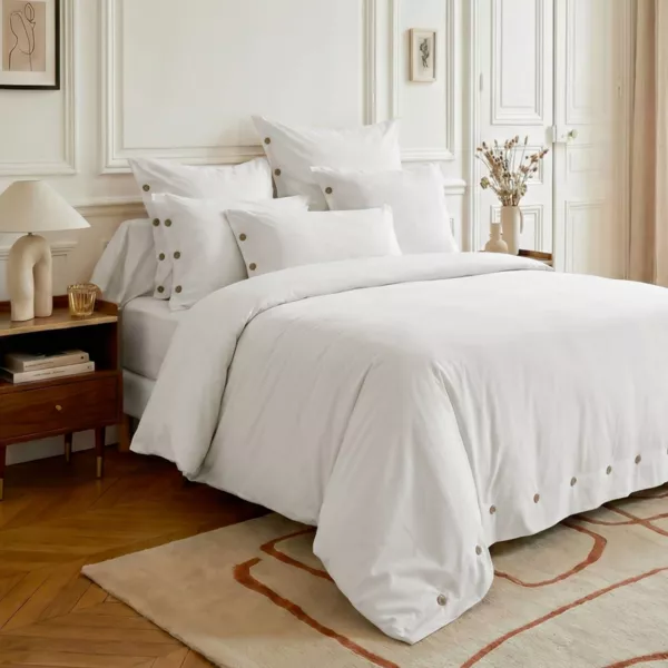 Housse de couette percale de coton (260 x 240 cm) Diane Blanc