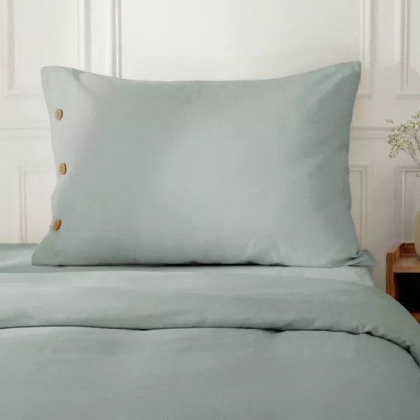 Federa rettangolare in percalle di cotone (50 x 70 cm) Diane Blu C�ladon