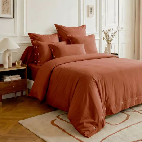 Housse de couette percale de coton (140 x 200 cm) Diane Terracotta
