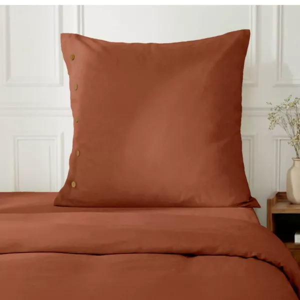 Federa quadrata in percalle di cotone (80 x 80 cm) Diane Terracotta