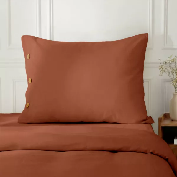 Rektangul�r pudebetr�k i bomuldssatin (50 x 70 cm) Diane Terracotta