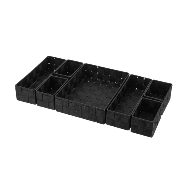Badev�relsesskuffeorganizer med 7 flettede kurve Oro Sort
