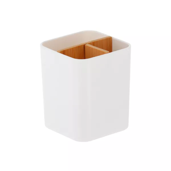 Tandb�rsteholder med 3 rum i bambus Naturo Hvid