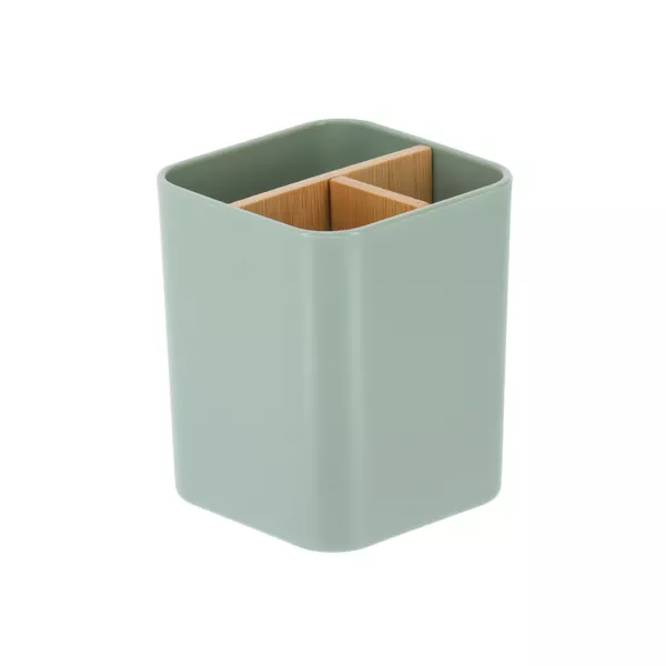 Portacepillos de dientes de 3 compartimentos de bamb� Naturo Verde salvia