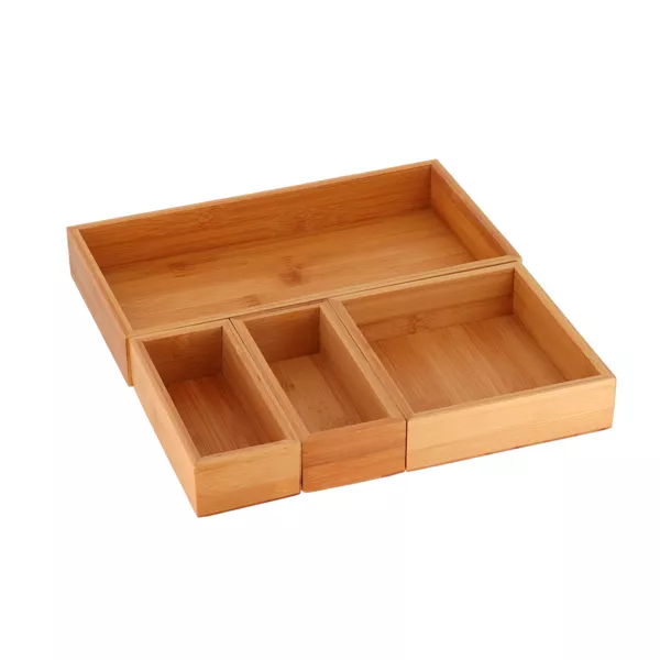 Bambus Schubladenorganizer f�r das Badezimmer mit 4 Boxen Instant Natur