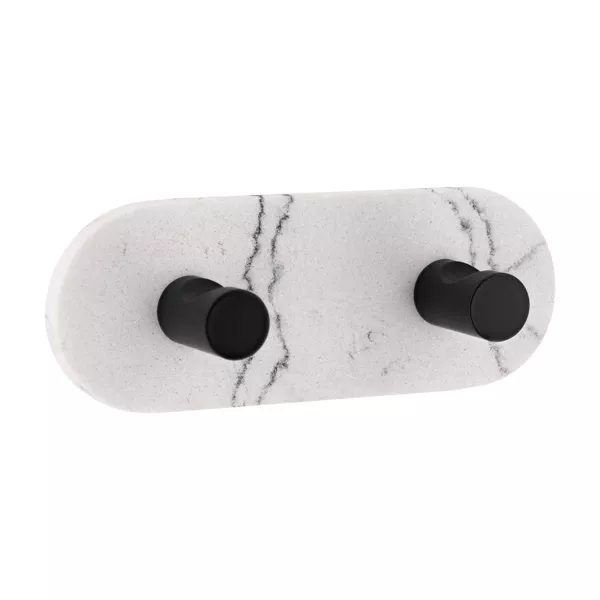 Percha doble adhesiva efecto m�rmol Sema Gris