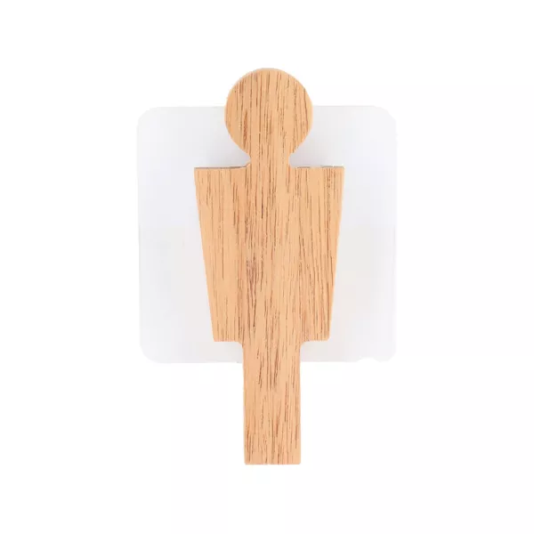 Targhetta porta WC Uomo adesiva in acacia Easy chic Naturale