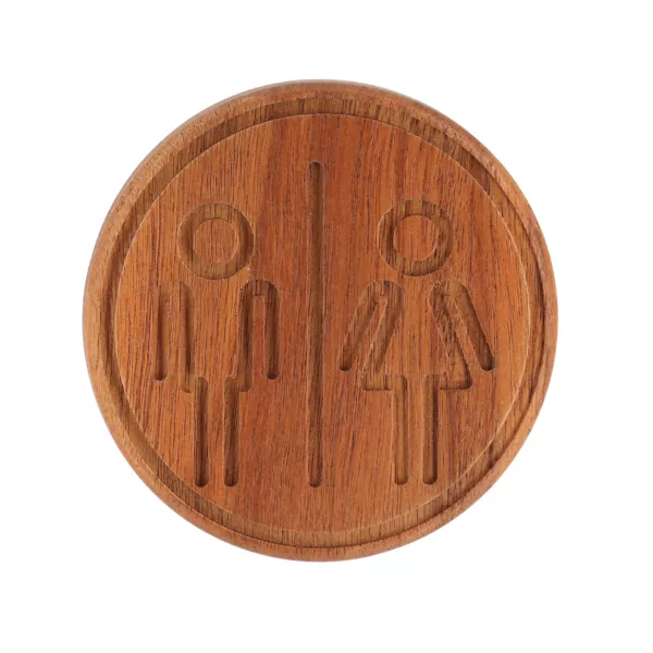 Toilettenschild Mann / Frau selbstklebend Akazie Easy Chic rund Braun
