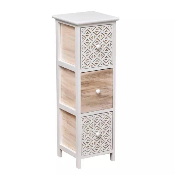 Petit meuble salle de bain 3 tiroirs bois de paulownia (77 x 25 cm) Boh�me Blanc 