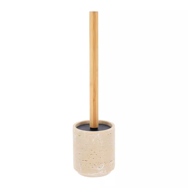 Toiletborstel van polyresin met travertijneffect Lina Beige