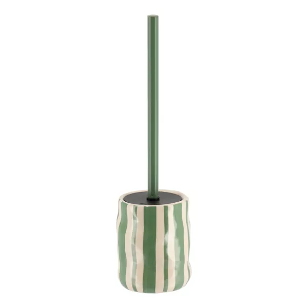 Scopino per WC in gr�s a righe Louise Verde salvia