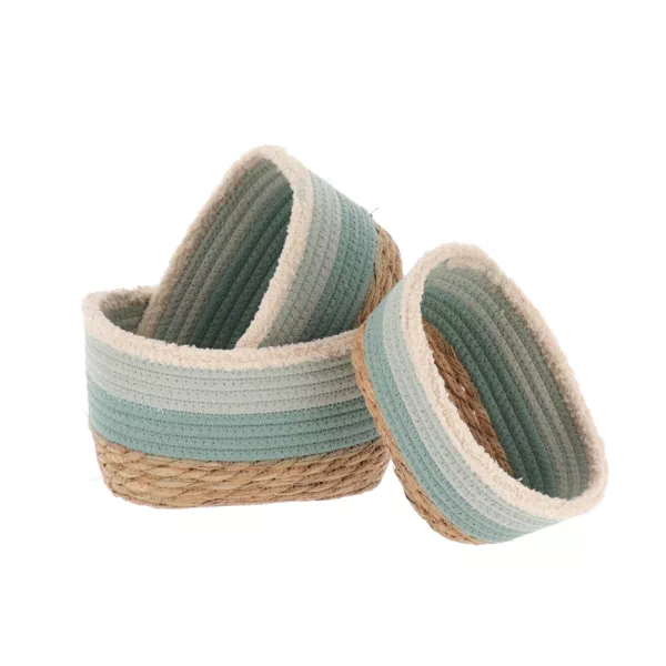 Conjunto de 3 cestas de almacenamiento trenzadas (H13,5 cm) Jeanne Verde salvia
