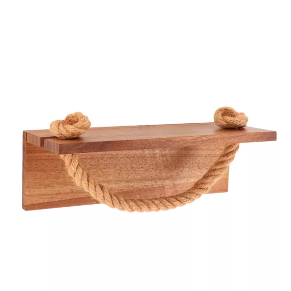 Toallero de pared adhesivo de acacia y cuerda (30 x 12 cm) Easy Chic Natural