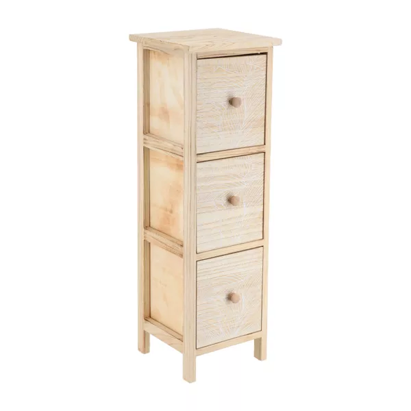 Petit meuble rangement 3 tiroirs bois de paulownia (77 x 25 cm) Esteban Blanc