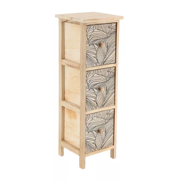 Petit meuble rangement 3 tiroirs bois de paulownia (77 x 25 cm) Esteban Noir