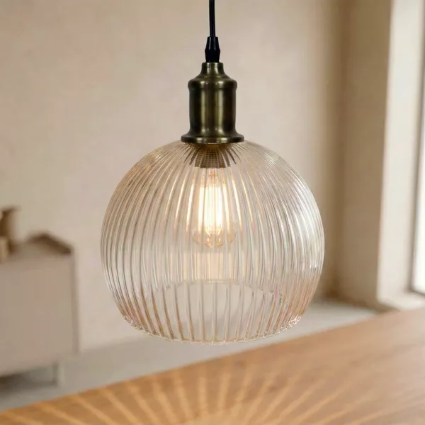 Lampada a sospensione in vetro (D30 cm) Velden Trasparente