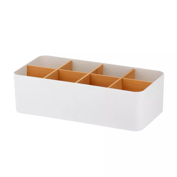 Organisateur salle de bain 8 compartiments bambou Naturo Blanc