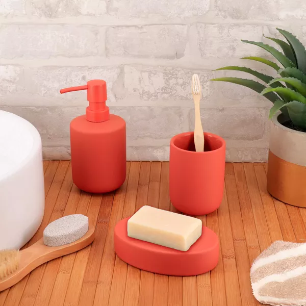Set gobelet distributeur et porte-savon gr�s Timeless Terracotta