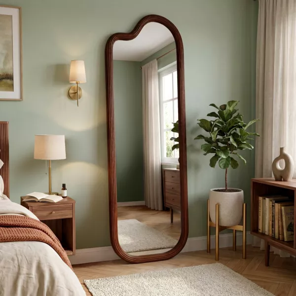 Stort spejl til at stille op i tr� (H173 cm) Calcutta M�rkt tr�