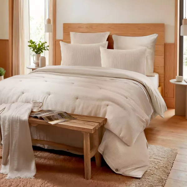 Copripiumino in cotone a nido d'ape (140 x 200 cm) Eva Beige