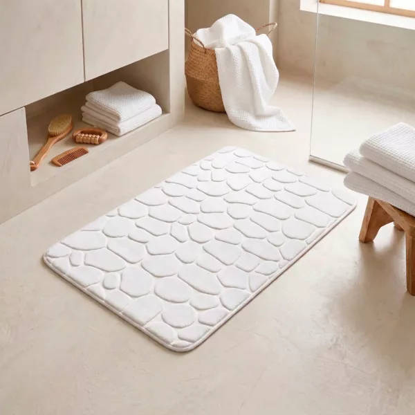 Tappeto da bagno rettangolare memory foam (50 x 80 cm) Galeo Bianco