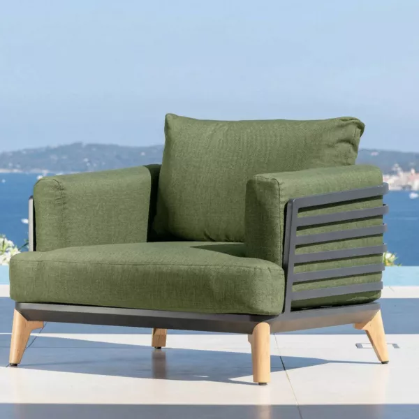 Poltrona da giardino in alluminio Monte Carlo Grigio antracite e verde rosmarino