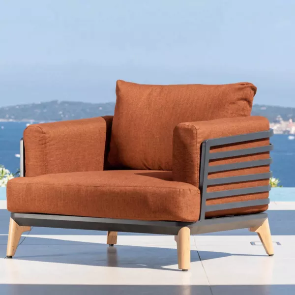 Poltrona da giardino in alluminio Monte Carlo Grigio antracite e terracotta