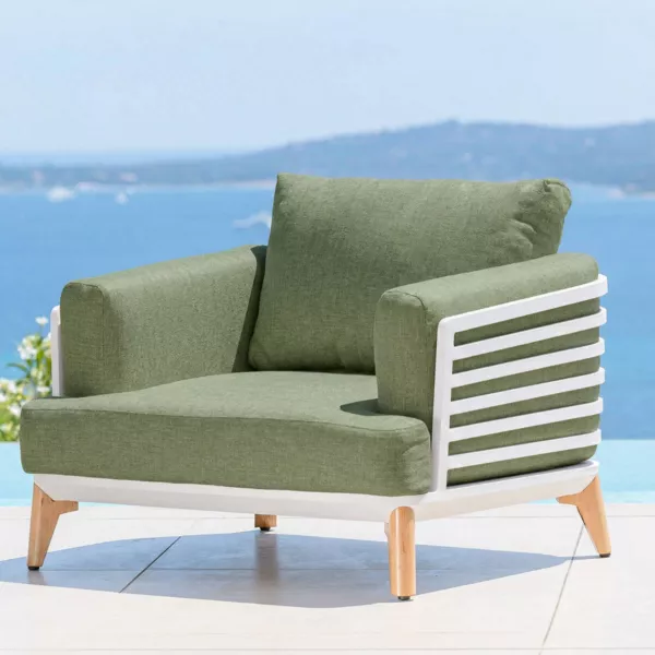 Poltrona da giardino in alluminio Monte Carlo Bianco e verde rosmarino