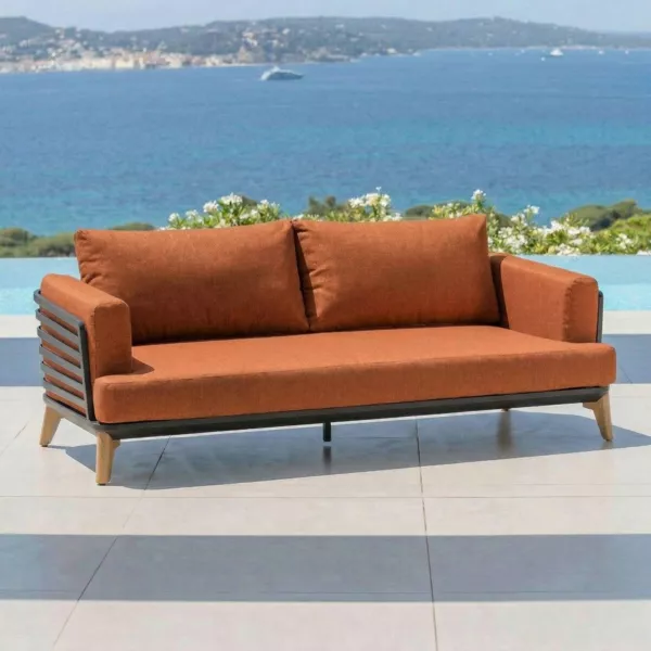 Gartensofa aus Aluminium 2-Sitzer Monte Carlo Anthrazit und Terrakotta