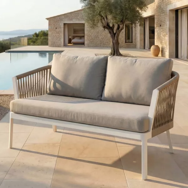 Gartensofa aus Aluminium 2 Pl�tze Amalfi Wei� und Taupe